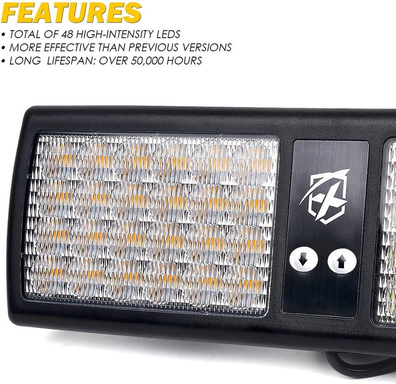 Xprite أضواء التحذير الطارئة المتلألئة 48LED باللون الأبيض والأخضر للسيارات والشاحنات - Image 2